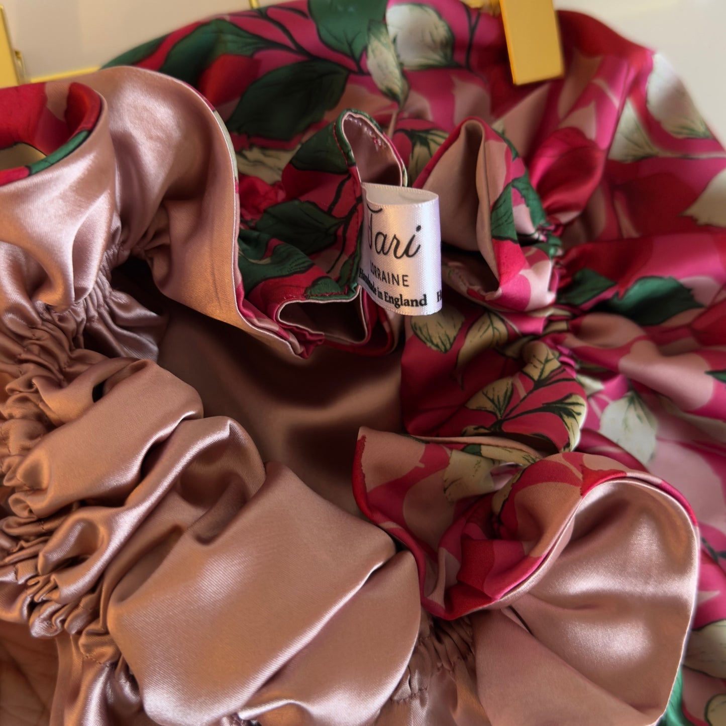 Soft Petal Print Silky Bonnet