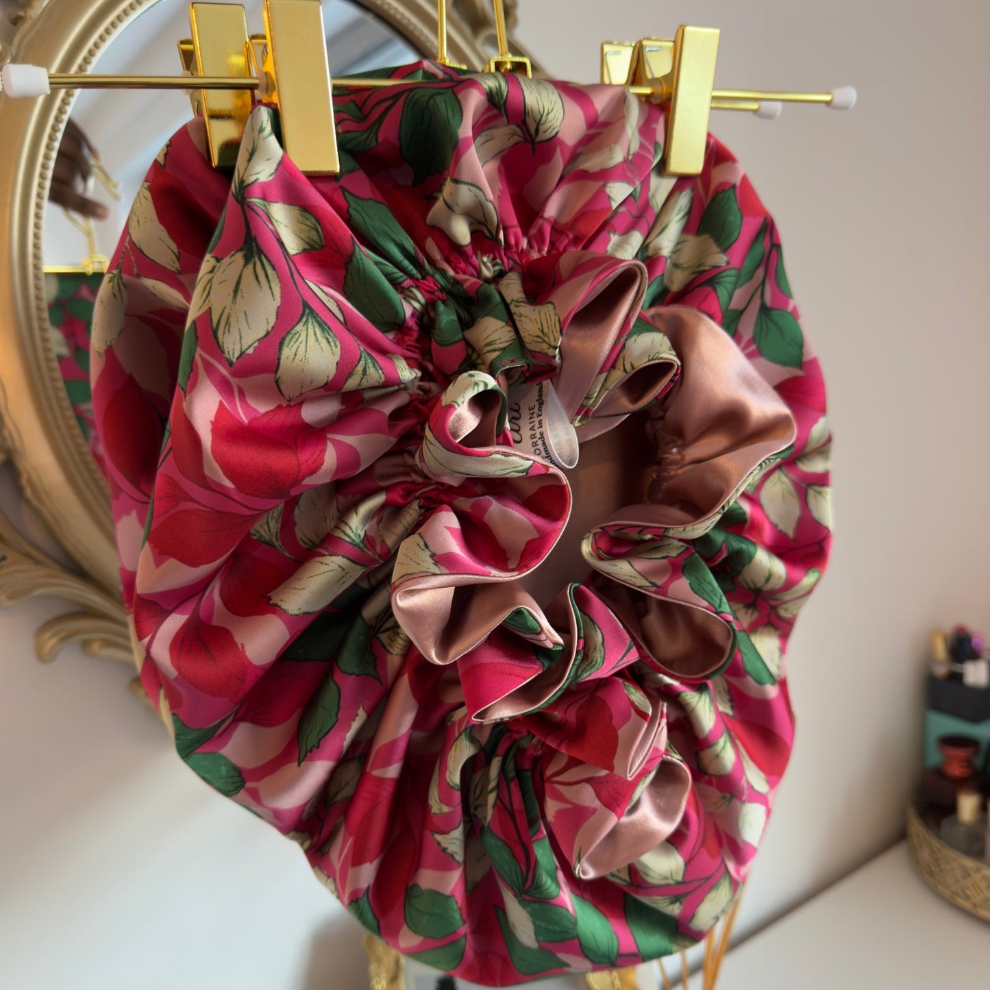 Soft Petal Print Silky Bonnet