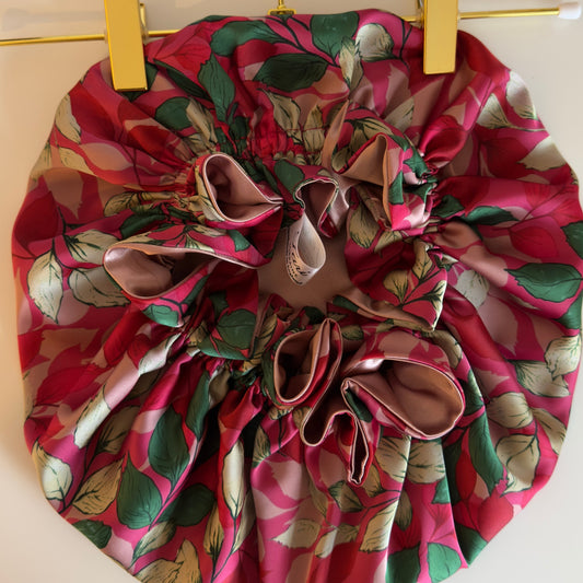 Soft Petal Print Silky Bonnet