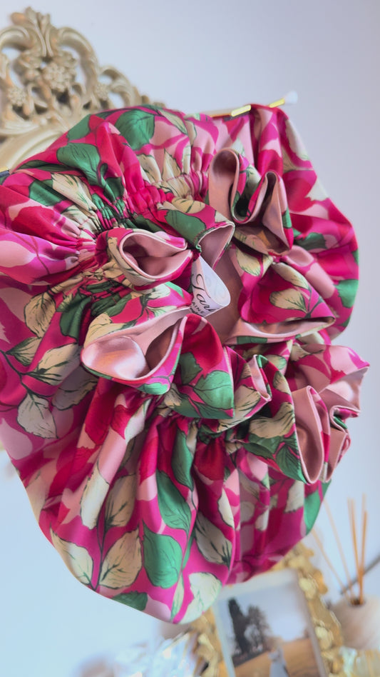 Soft Petal Print Silky Bonnet